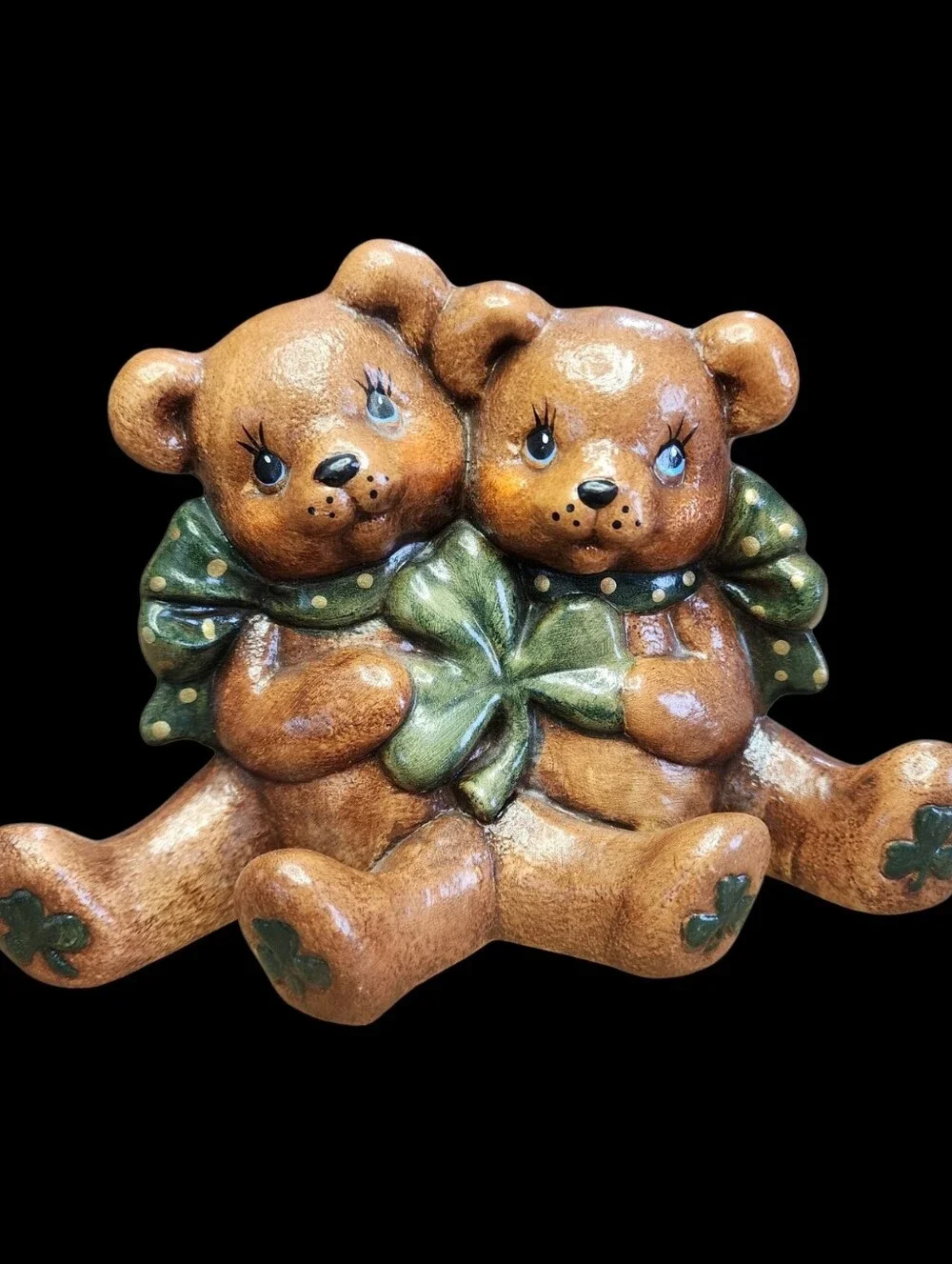Vintage Ceramic Adorable St.Patrick’s Day Bears Figurine 